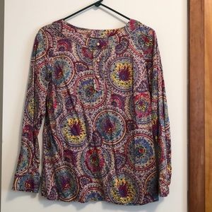 Talbots Long Sleeve Print Top- size 6